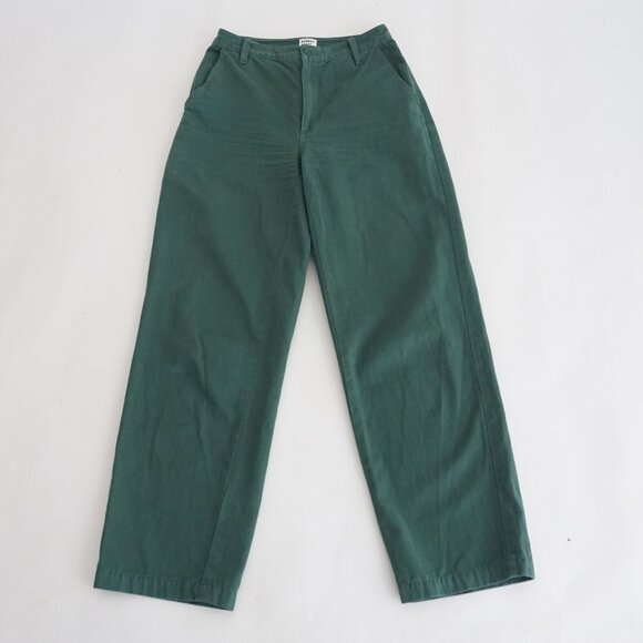 Aritzia Sunday Best Green High Rise Straight Leg 100% Cotton Chino Style Pants 4 - Picture 1 of 13
